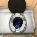Portable,Toilet,Bowl,Seat,Inside,Blue,Chemical,Gross,Dirty,Construction